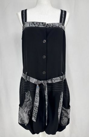 00's LA VOILÀ!® Robe Boule Noire à Motif Gris, 2 Poches, T42
