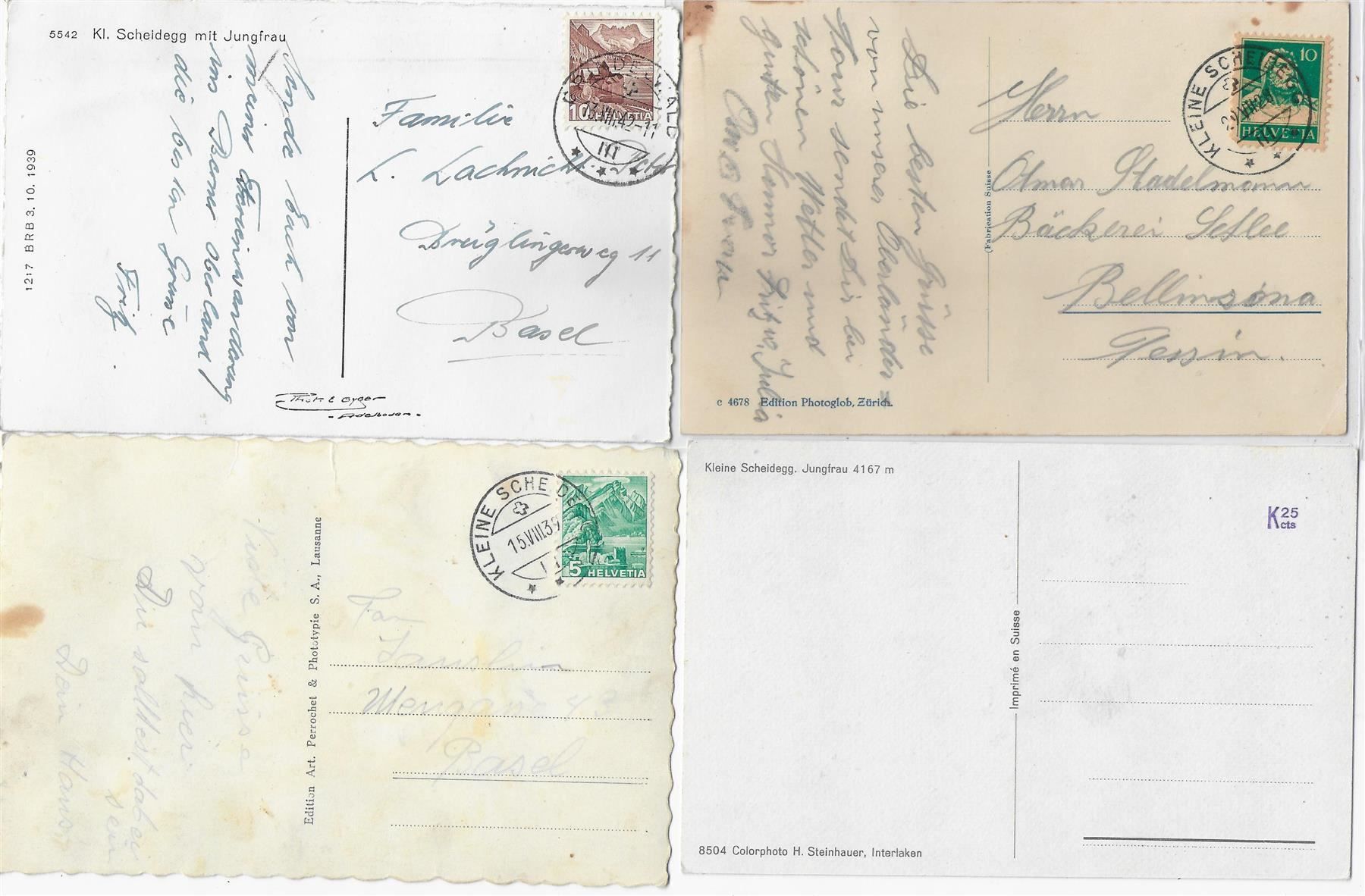 Cartes postales: 4 AK Kleine Scheidegg – D'occasion à Ettingen par Kartenplanet 1