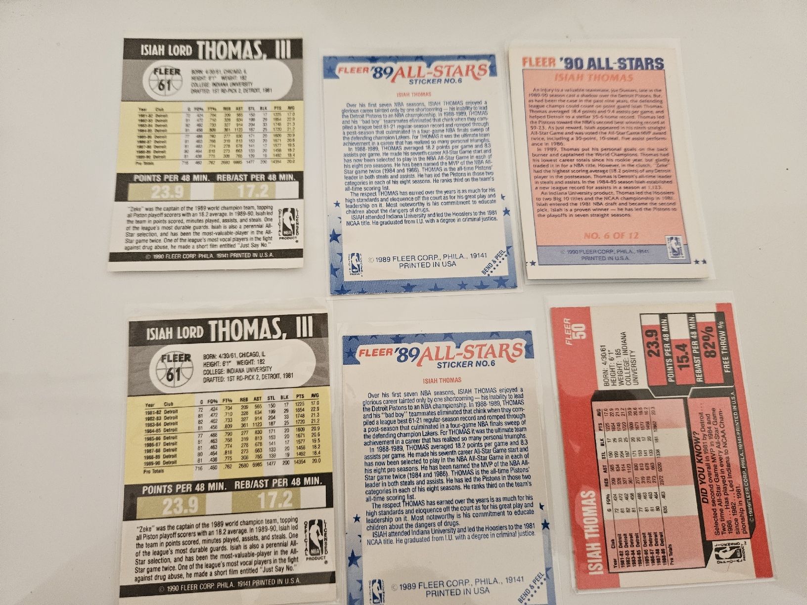 Nba Carte collezionabili: 6x Isiah Thomas / 1989 + 1990 Fleer / Sticker + Normal / Nba – Usato da Oberdorf BL venduto da BaldenEagle 1