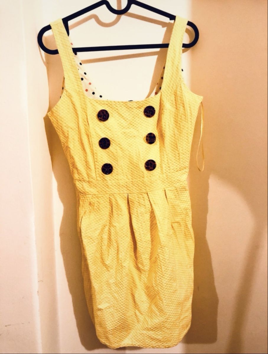 Kleider: Yellow short cotton dress with leopard buttons – Neu (gemäss Beschreibung) aus Kloten von jan_xn8f 3