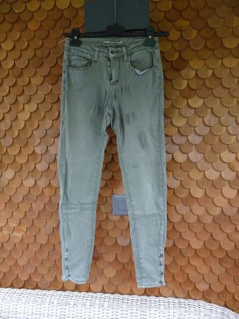 Uni olivgrüne Jeggings von Kiss Pink Gr. XS / 34 - 240814