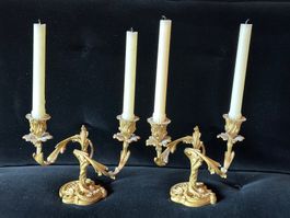 Paar antike Bronze Kerzenständer XIX Jhd