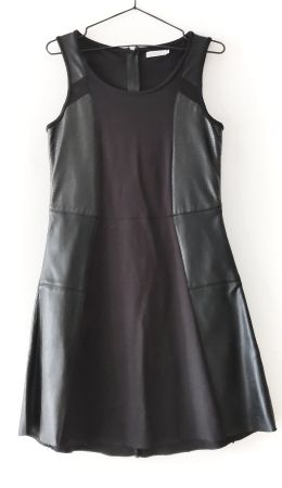 CALVIN KLEIN echt LEDER Kleid Dress Robe Stretch waschbar M