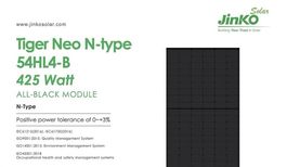 Jinko Tiger Neo N-Type 425W Solarmodule Black Frame