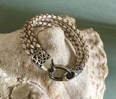 Hochwertiges Armband Leder/Silber 19.5cm lang