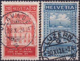 1924, UPU: Nr.167+168 zwei Marken von CAVADEL + LUZERN