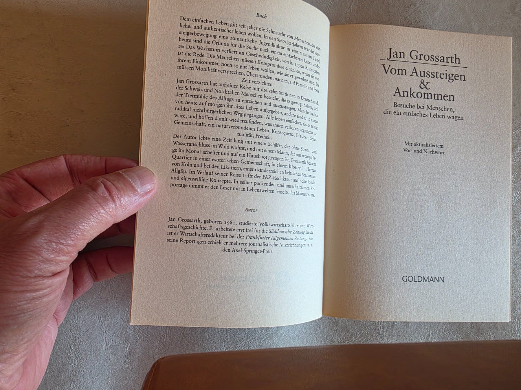 Bücher: Vom Aussteigen und ankommen - Jan Grossarth - 2012 – Gebraucht aus Walterswil BE von Lonitti 2