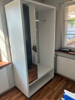 Garderobenschrank weiss mit Spiegel und Kleiderstange