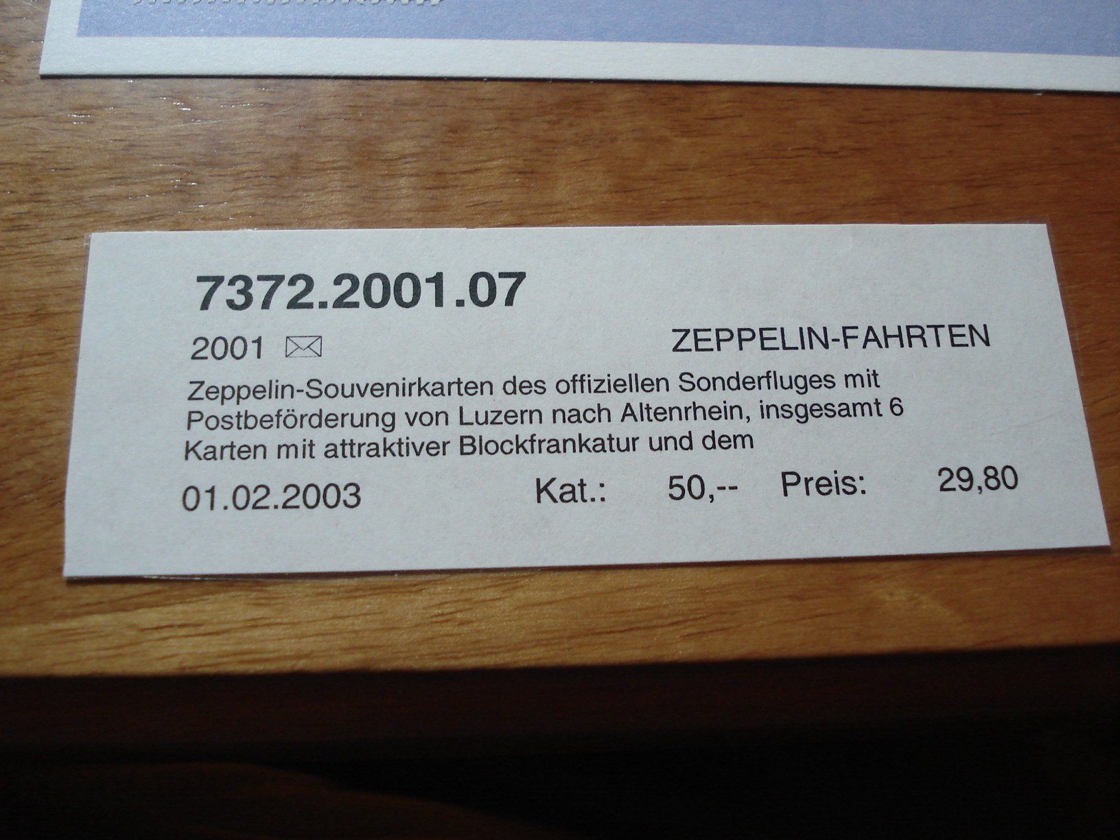 Alle Briefmarken: Satz Maximumkarten "Zeppelin-fahrten" 2003, Sonderflug Luzer – Gebraucht aus Niederwil AG von morostahu 3