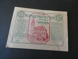 Oesterreich 1920, Giesshübl bei Wien, Kassenschein