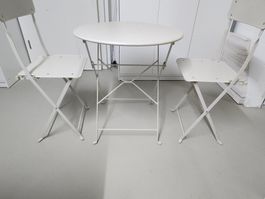 Balkonset Klapptisch weiss mit zwei Stühlen  guter Zustand