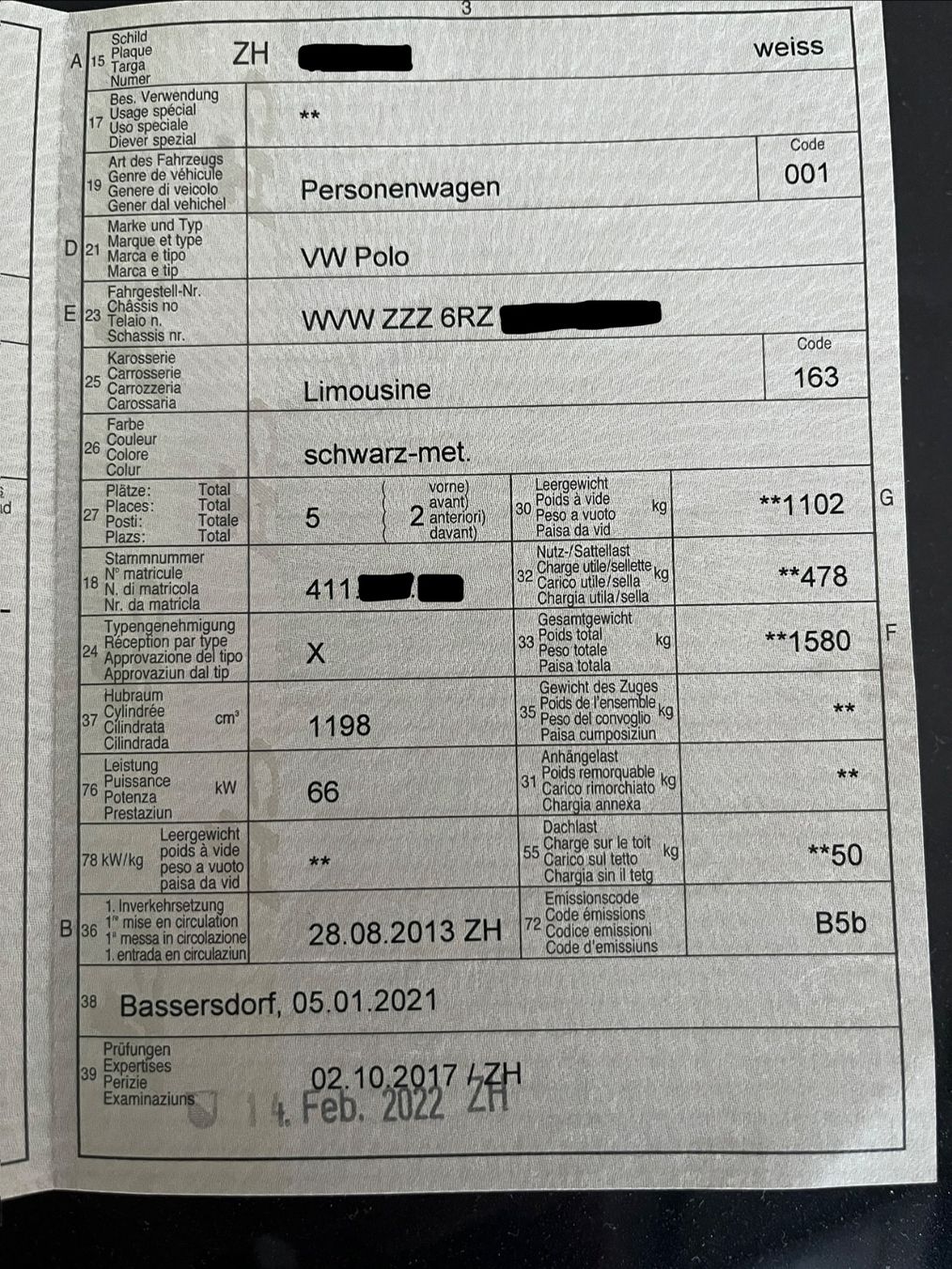 VW Autos: VW Polo 6R schwarz MFK 11.3.2026 – Gebraucht aus Lufingen von slowflyer1 1