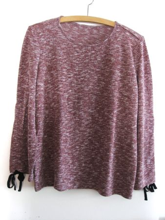 Pullover mit 3/4 Ärmel weinrot meliert Gr. L