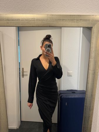 Zara Kleid Sommerkleid schwarz Leinen