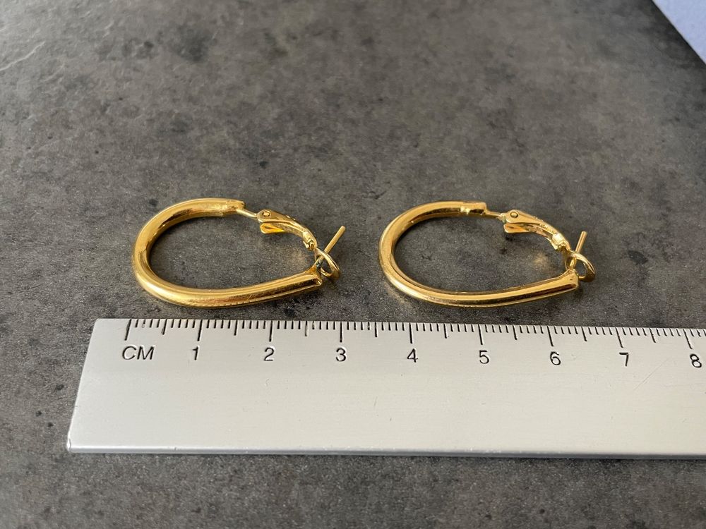 Boucles d'oreille plaqué or pendentif ovale style rétro