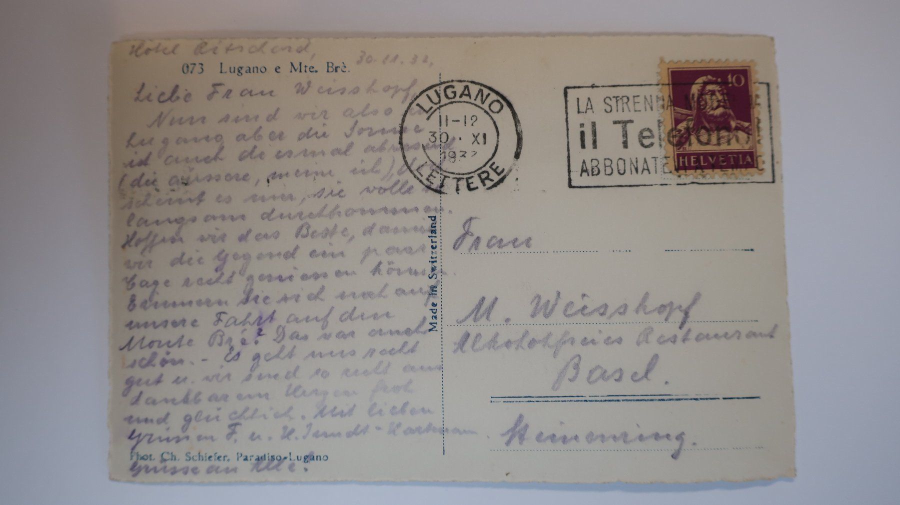 Cartes postales: Lugano e Mte. Bré 1933 – D'occasion à Cormoret par Pascalll2001 2