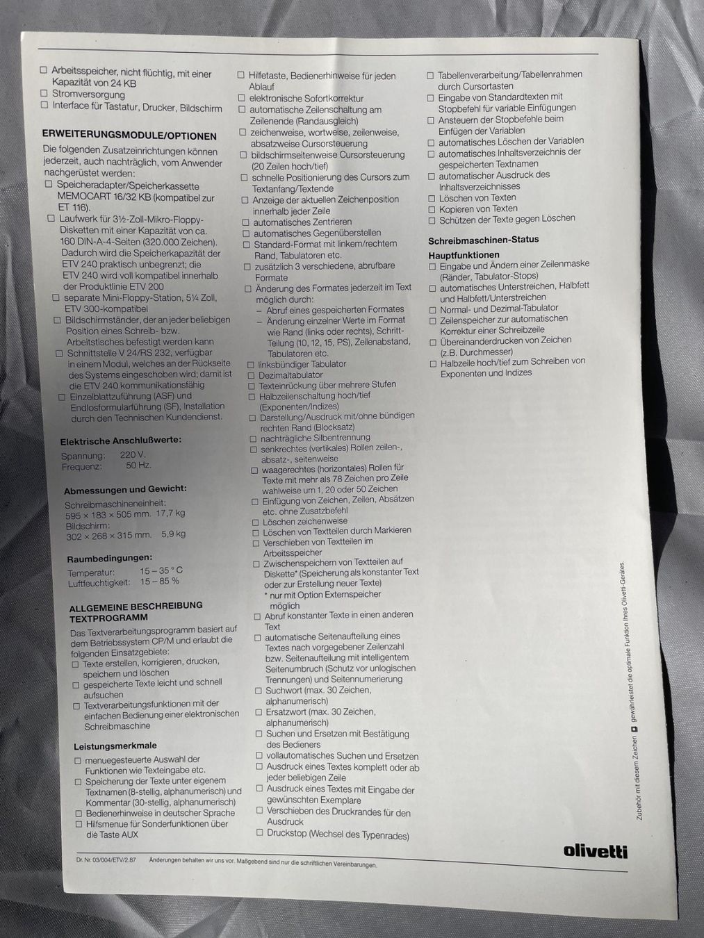 Schreibmaschinen: Olivetti Schreibmaschine – Gebraucht aus Aesch ZH von 19fish58blue 9