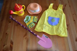 Set für kleine Gärtnerin: Schürze, Handschuhe, Schaufel,...