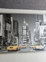 Bild New York Taxis Schwarzweis gerahmt 120x80cm