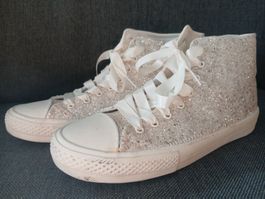 Concert / Party High-Top Sneaker mit Glitzer silber Gr 39