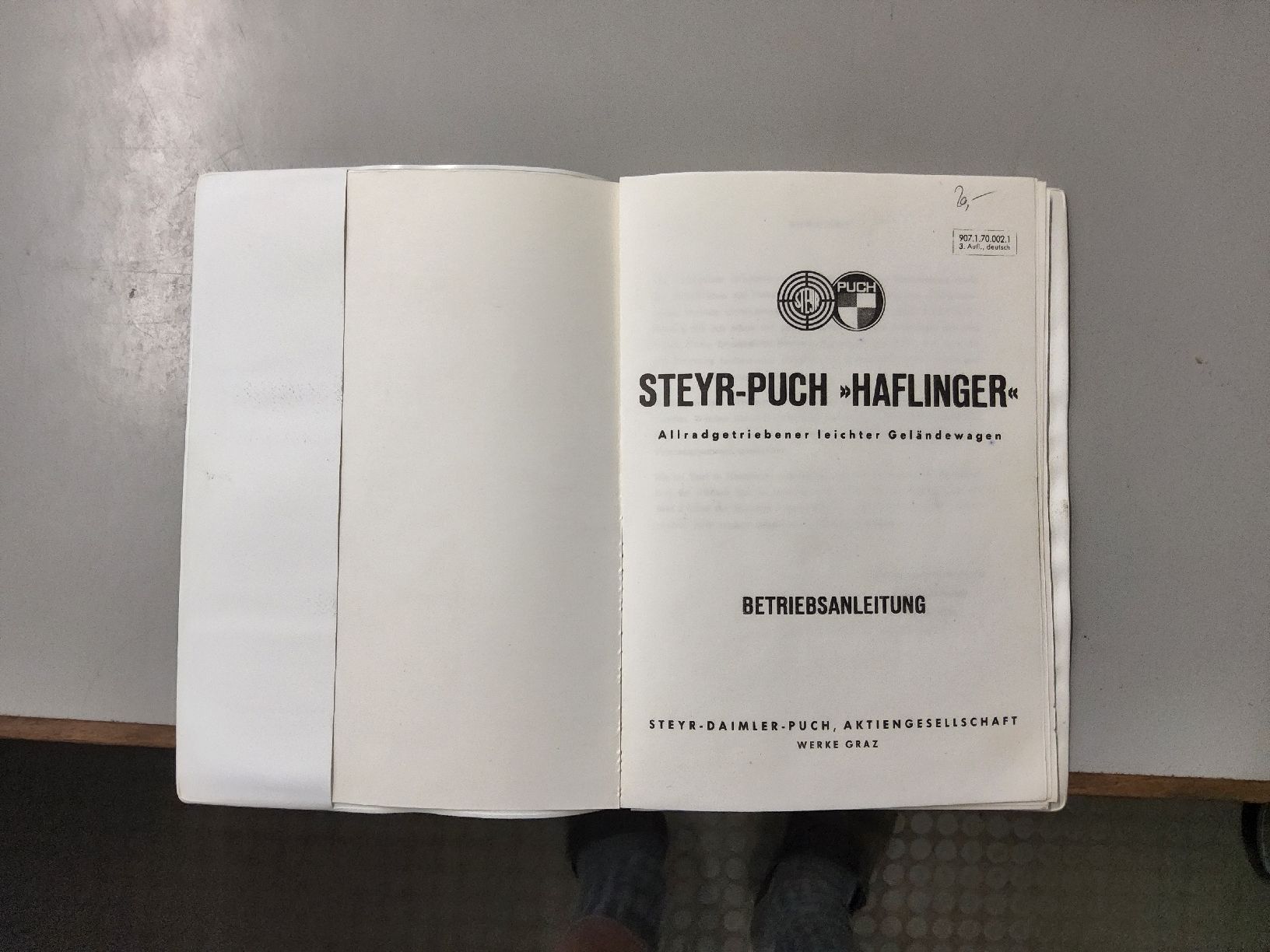Puch Documents: Steyr Puch Haflinger / Bedienungsanleitung – D'occasion à Schüpfen par ber_j6b6 1