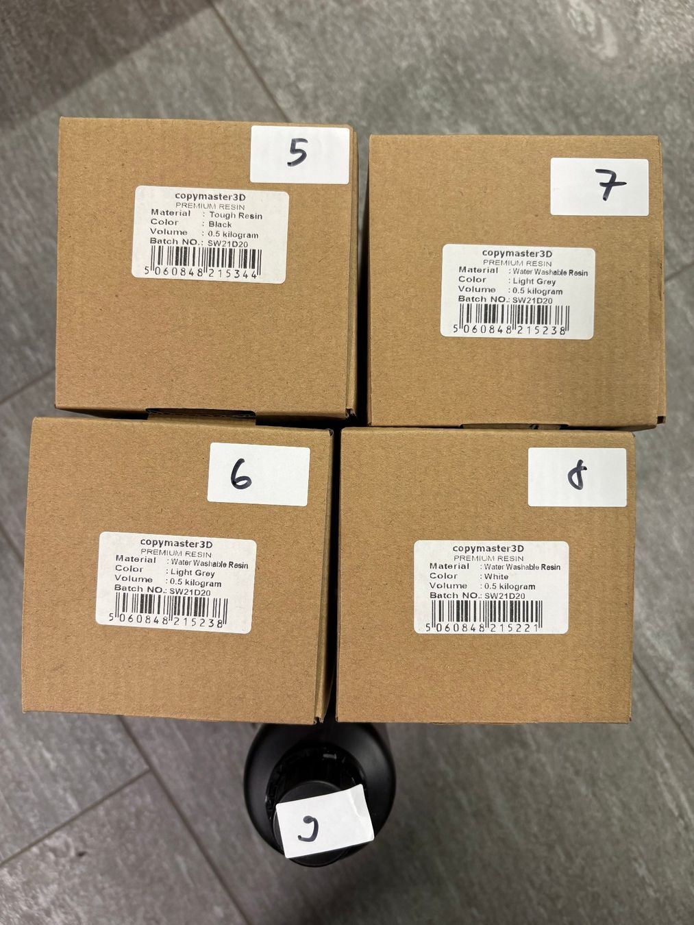 Filament: 5x Copymaster3D UV Resin Black, Light Grey, White + Cleaner – Neu und originalverpackt aus Wetzikon ZH von BackToRetro 2