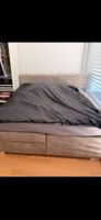 Bett mit Bettkasten und Kopfteil 160x200 cm beige