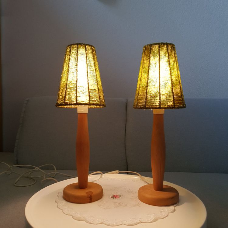 80er J. Ikea / 2 Holzlampen Lampenschirm aus grüne Minikugel Kaufen