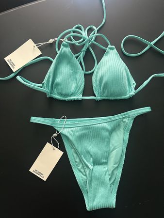 Monday Swimwear Hanalei Top & Kauai Bottom in Turquoise Rib