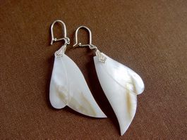 Leichte vintage Muschel Ohrhänger mit Silber Haken