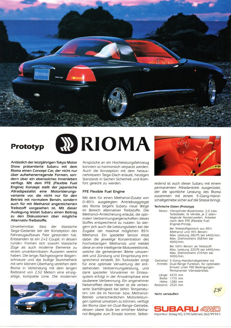 Subaru Automobili: Subaru Rioma Prototyp - CH-Original-Prospekt – Nuovo (secondo la descrizione) da Malans GR venduto da Chueche427