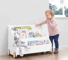Pinolino Kinder-Bücherregal «Lasse» mit Rollen, weiss