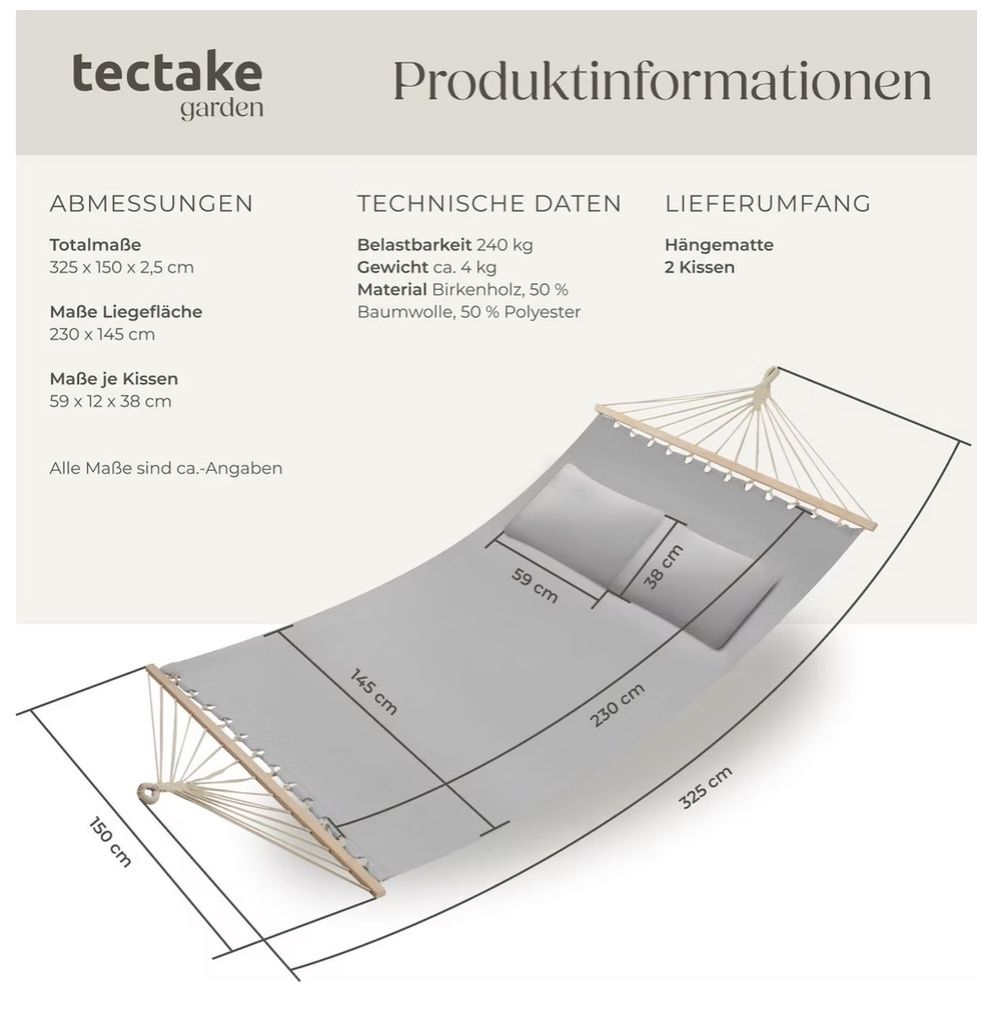 Hamac: TecTake Hängematte (Hammock) – Neuf (Voir description) à Lenzburg par jmuenzing 5