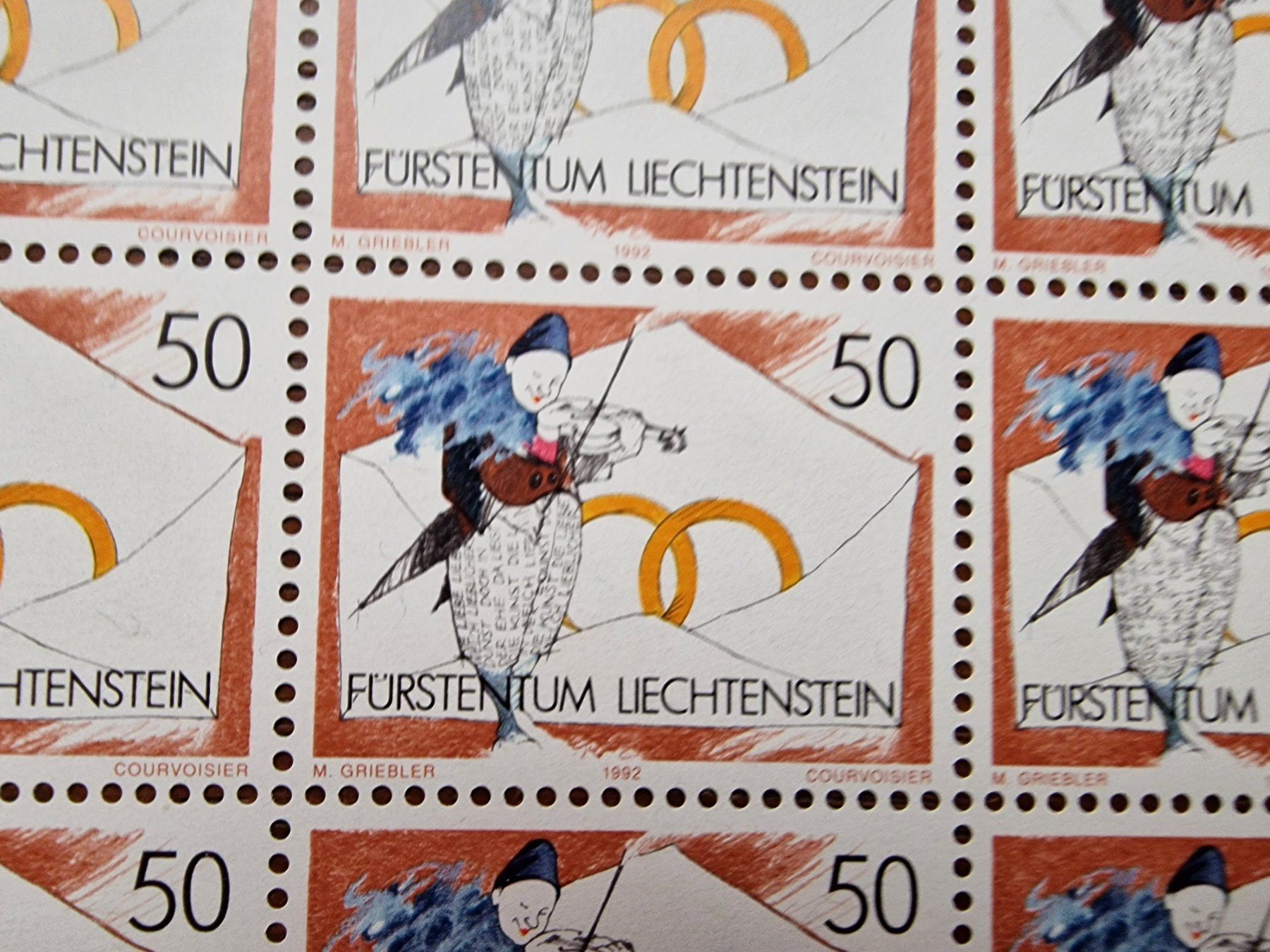 Tutti i francobolli: FL 1992 Serie Bögen "Botschaften" ** /1041/44 – Usato da Aesch LU venduto da briefmarken.uray 4