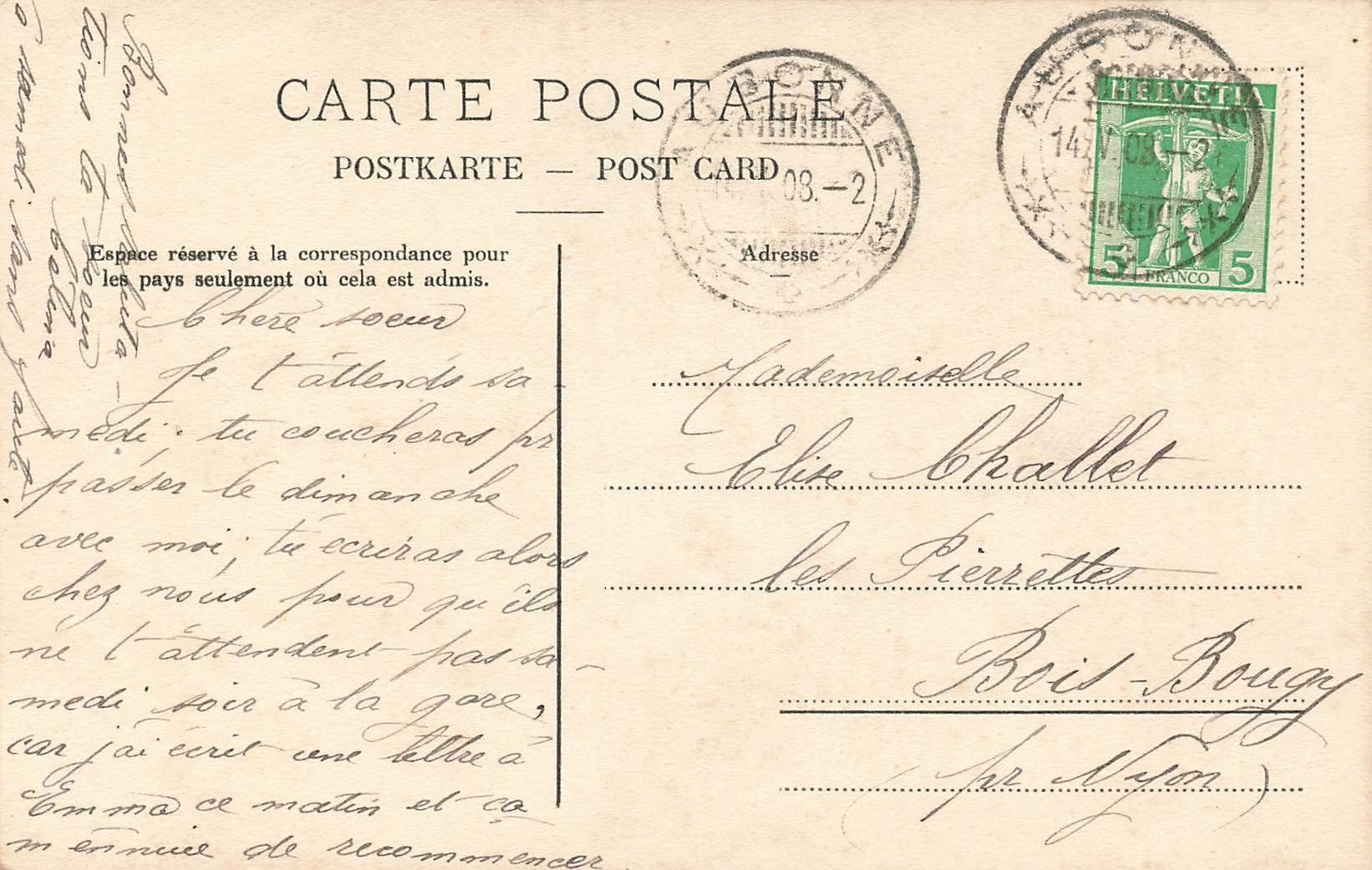 Cartoline postali: Aubonne église – Usato da Biasca venduto da Blenio71 1