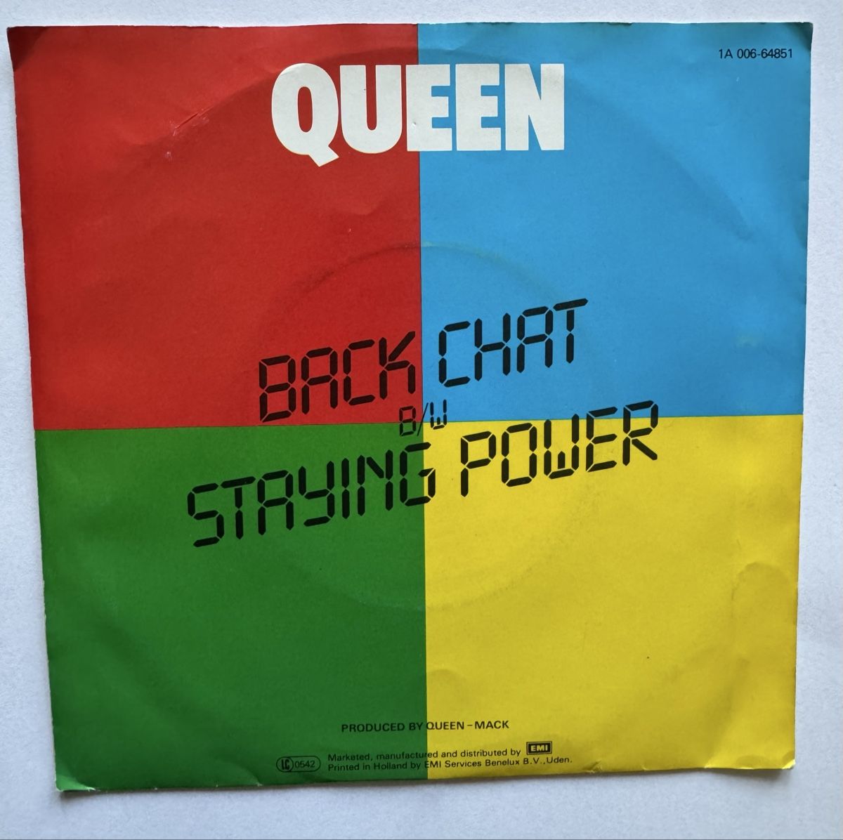 Vinyles: Queen. Back Chat - 7" Single- 1982 – D'occasion à Rorbas par BlackstarRecords 1