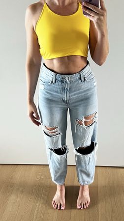 Mom Jeans hellblau destroyed Look Gr. 38 high waist 