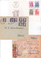 Lot Frei-/Werbemarken: 33 Belege + 2 Steckkarten