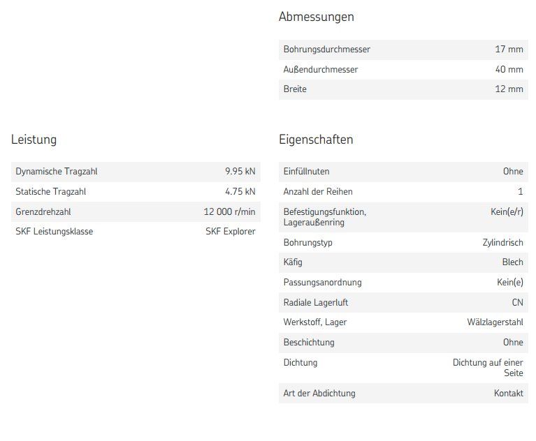 SKF Cuscinetti a sfere: Rillenkugellager mit Dichtungen – Usato da Hildisrieden venduto da eLuterbachAG 6