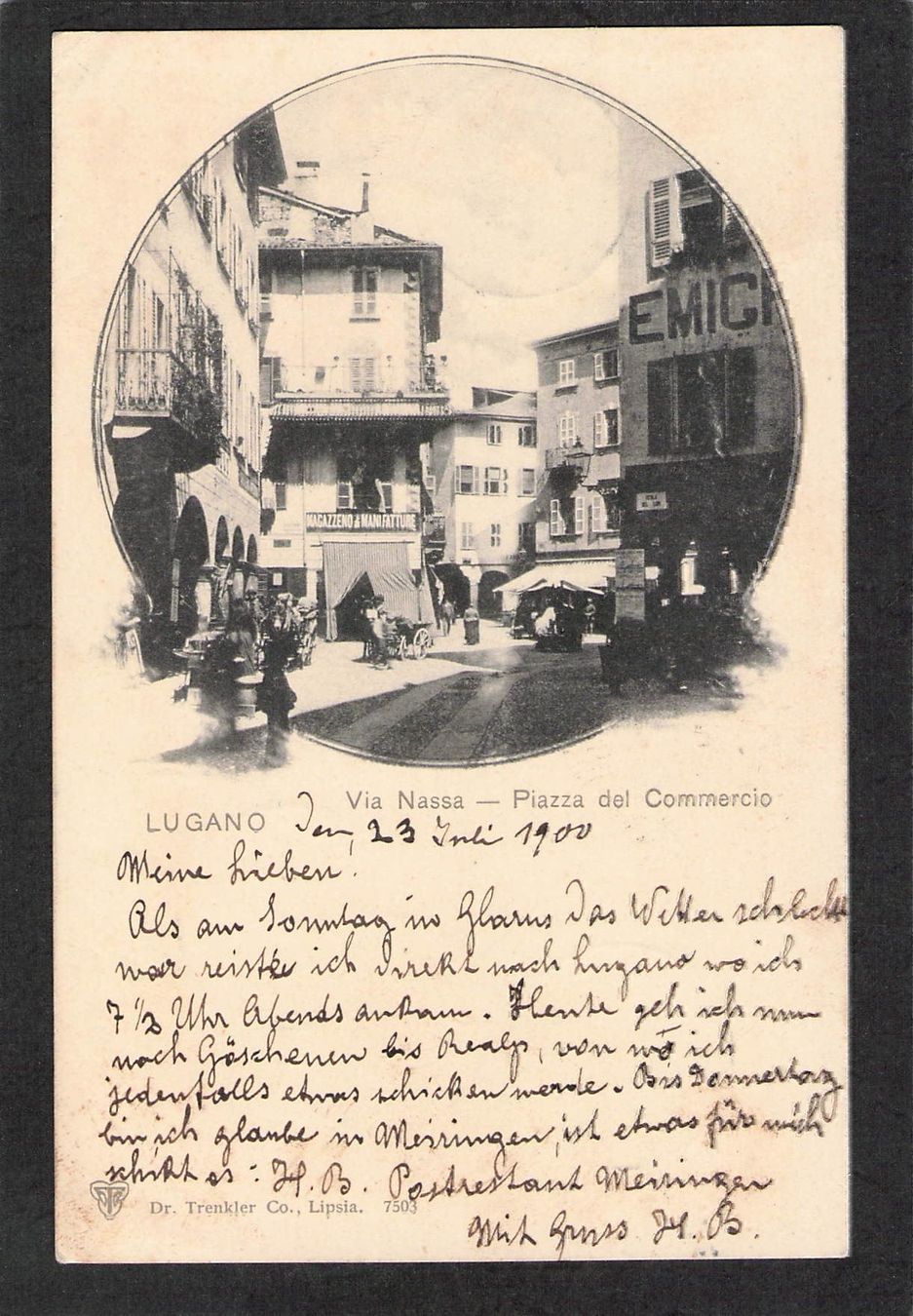 Cartes postales: CP. TI Lugano Via Nassa , 1900 – D'occasion à Reichenburg par Pipo-67