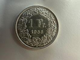 1 Fr. Silber Schweiz 1955 ss+