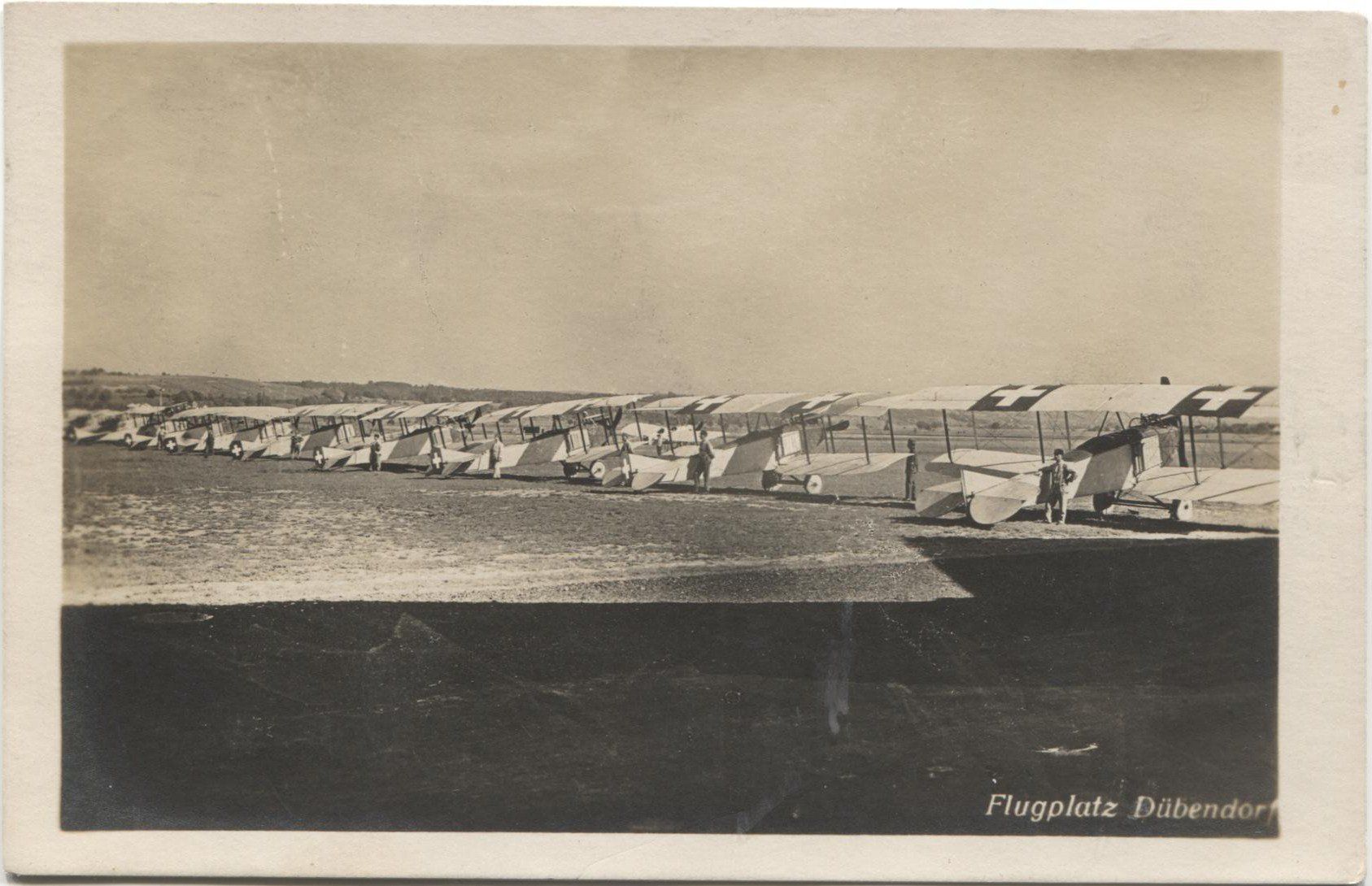 Cartoline postali: FLUGPLATZ DUEBENDORF ZH 1923 Doppeldecker-Flugzeug – Usato da Wil SG venduto da Clanx