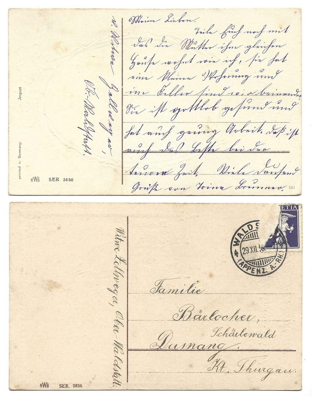Ansichtskarten: Alte Neujahrskarten, Winter Postkarten, – Gebraucht aus Frauenfeld von ZAZ12 1