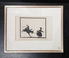 Scherenschnitt kleine Litho 18/140  <<bockender Esel>>