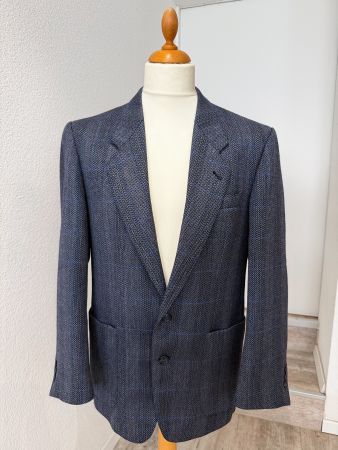 Westbury Sakko – Fischgrat mit blauem Fensterkaro – Gr. 48
