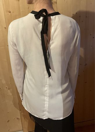 Camicia lunga bianca Dixie con fiocco, taglia 38/42