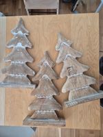 3er Set Deko Weihnachtsbäume Holz Landhausstil guter Zustand