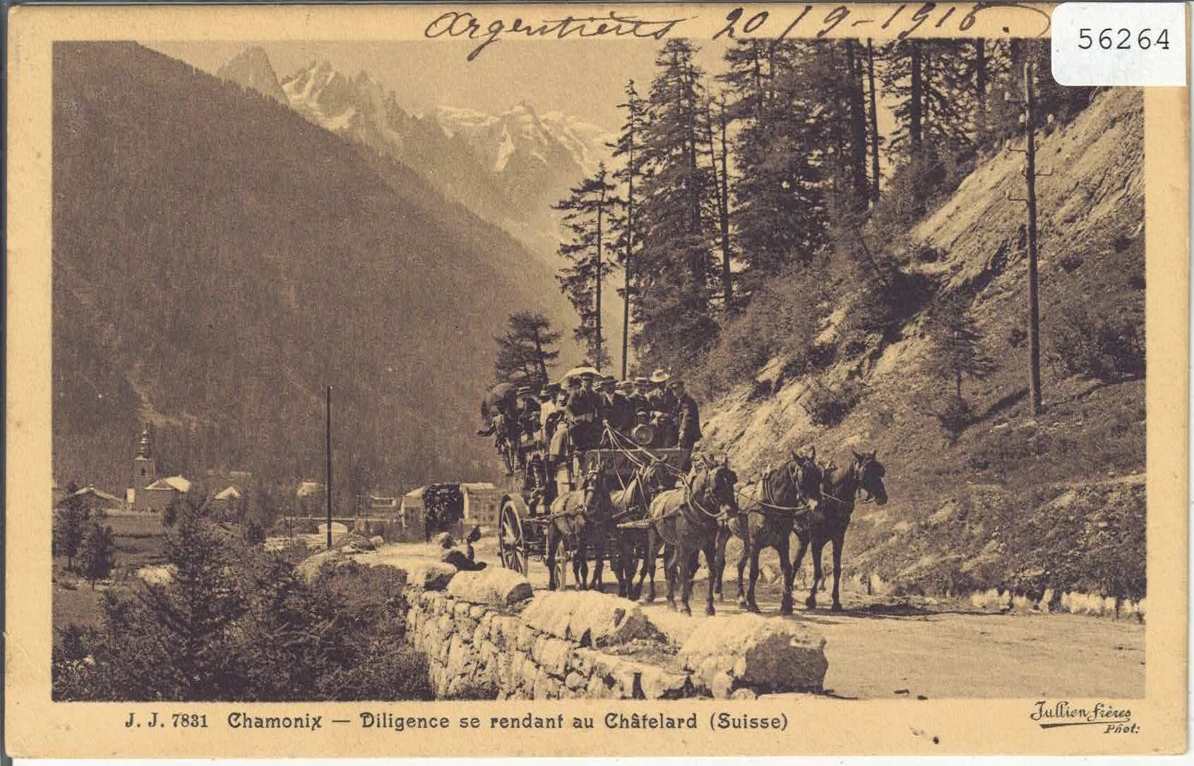 Cartoline postali: Chamonix - Diligence se rendant au Chatelard - Postkutsche – Usato da Ettingen venduto da Kartenplanet