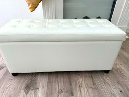 Sitzbank Sitztruhe mit Stauraum - Farbe Ivory Kunstleder