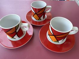 3 Espressotassen mit Untertassen Gilitzer 2004 Design